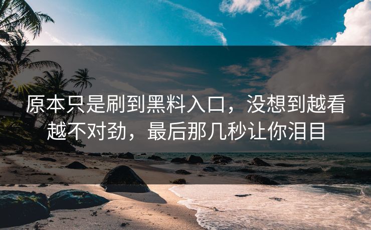 原本只是刷到黑料入口，没想到越看越不对劲，最后那几秒让你泪目