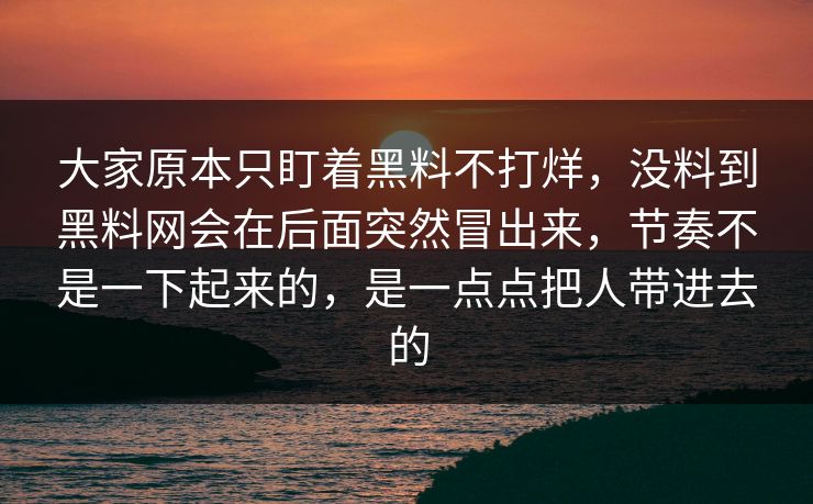 大家原本只盯着黑料不打烊，没料到黑料网会在后面突然冒出来，节奏不是一下起来的，是一点点把人带进去的