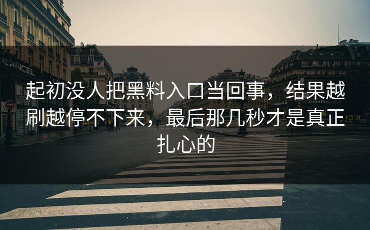 起初没人把黑料入口当回事，结果越刷越停不下来，最后那几秒才是真正扎心的