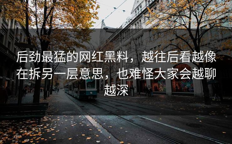后劲最猛的网红黑料，越往后看越像在拆另一层意思，也难怪大家会越聊越深