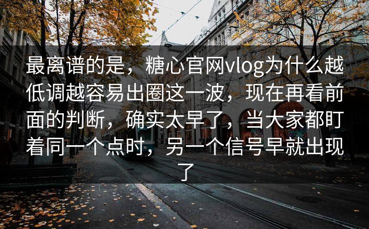 最离谱的是，糖心官网vlog为什么越低调越容易出圈这一波，现在再看前面的判断，确实太早了，当大家都盯着同一个点时，另一个信号早就出现了