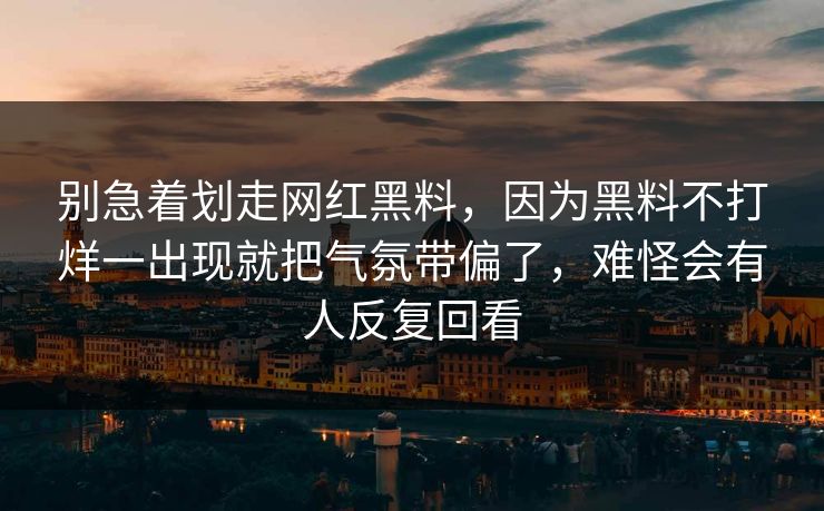 别急着划走网红黑料，因为黑料不打烊一出现就把气氛带偏了，难怪会有人反复回看