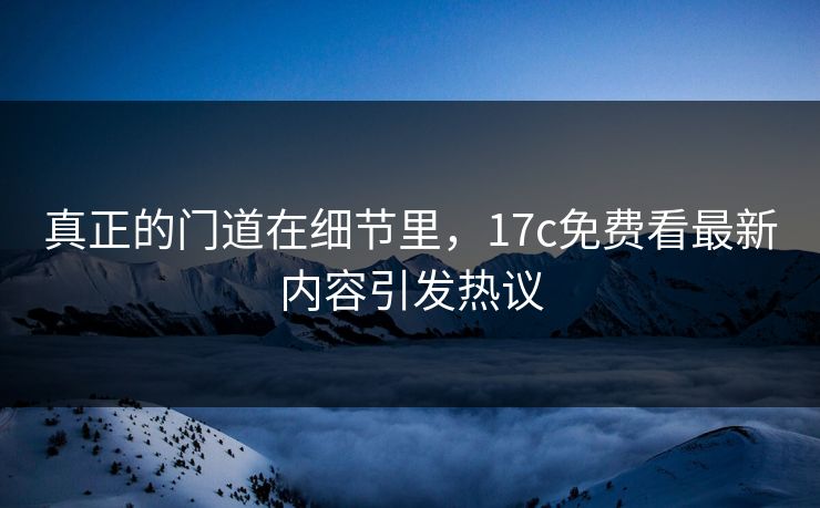 真正的门道在细节里，17c免费看最新内容引发热议