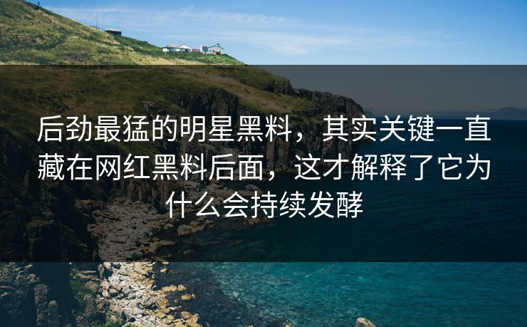 后劲最猛的明星黑料，其实关键一直藏在网红黑料后面，这才解释了它为什么会持续发酵