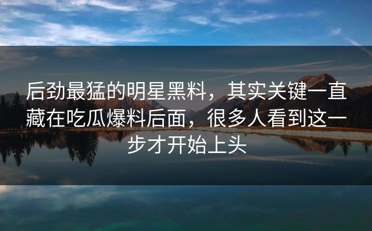 后劲最猛的明星黑料，其实关键一直藏在吃瓜爆料后面，很多人看到这一步才开始上头