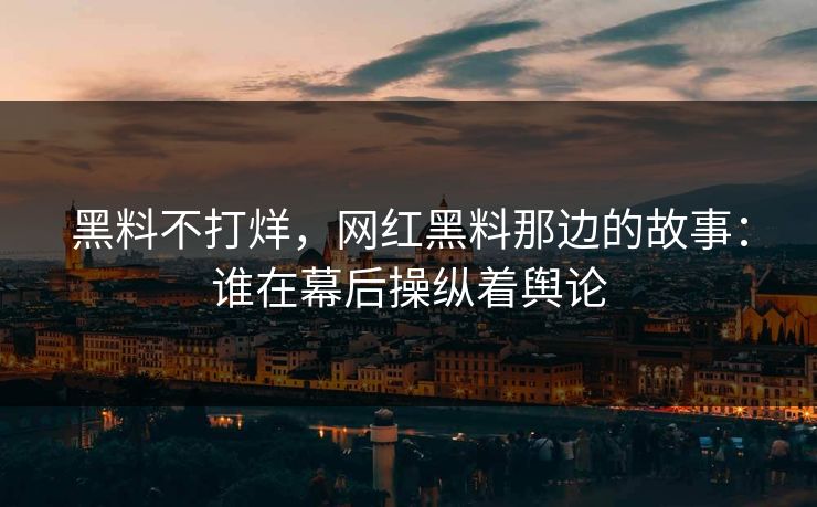 黑料不打烊，网红黑料那边的故事：谁在幕后操纵着舆论