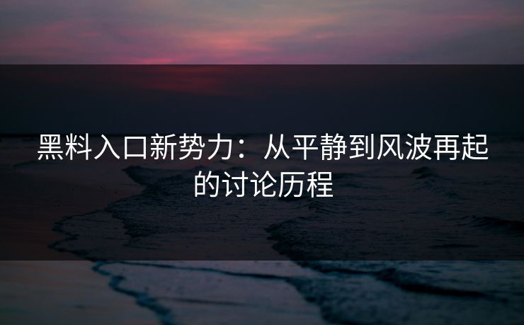 黑料入口新势力：从平静到风波再起的讨论历程