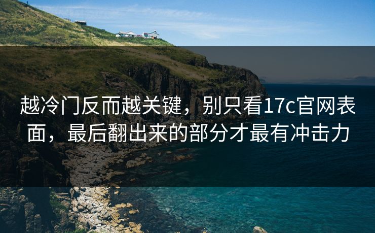 越冷门反而越关键，别只看17c官网表面，最后翻出来的部分才最有冲击力