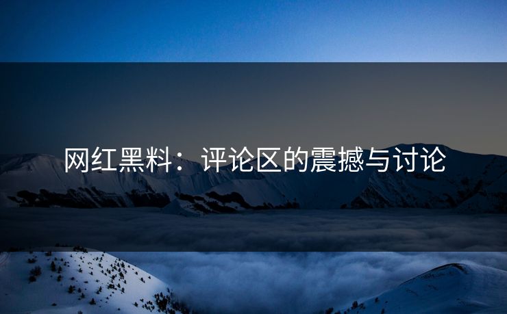 网红黑料：评论区的震撼与讨论