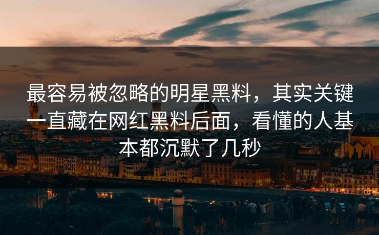 最容易被忽略的明星黑料，其实关键一直藏在网红黑料后面，看懂的人基本都沉默了几秒