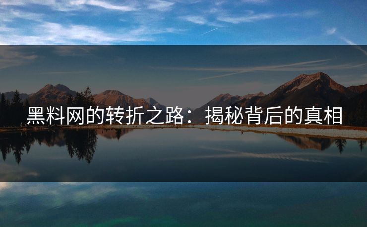 黑料网的转折之路：揭秘背后的真相